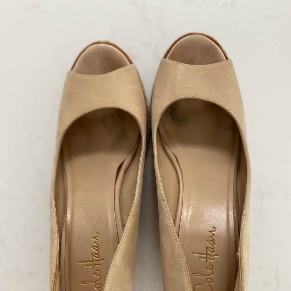 Cole Haan wedge heel, size 8, tan suede